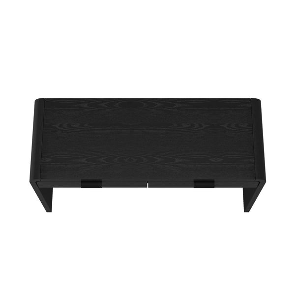 English Elm Office Desk with Two Storage Drawers Matte Finish Rounded Corners for Modern Home Study Black B365P504311
