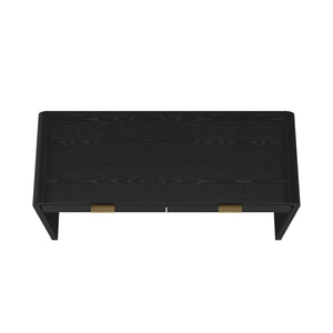 English Elm Office Desk with Two Storage Drawers Matte Finish Rounded Corners for Modern Home Study Black and Gold B365P504312