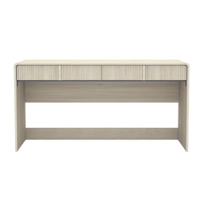 English Elm Writing Desk with Fluted Drawer Fronts Wide 60 Inch Whitewashed Wood Home Office Oak B365P504313