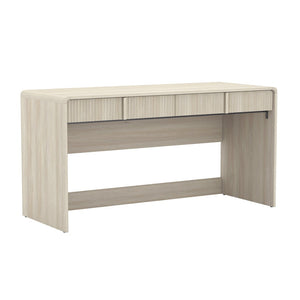 English Elm Writing Desk with Fluted Drawer Fronts Wide 60 Inch Whitewashed Wood Home Office Oak B365P504313