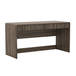 English Elm Writing Desk with Fluted Drawer Fronts Wide 60 Inch Whitewashed Wood Home Office Dark Walnut B365P504314