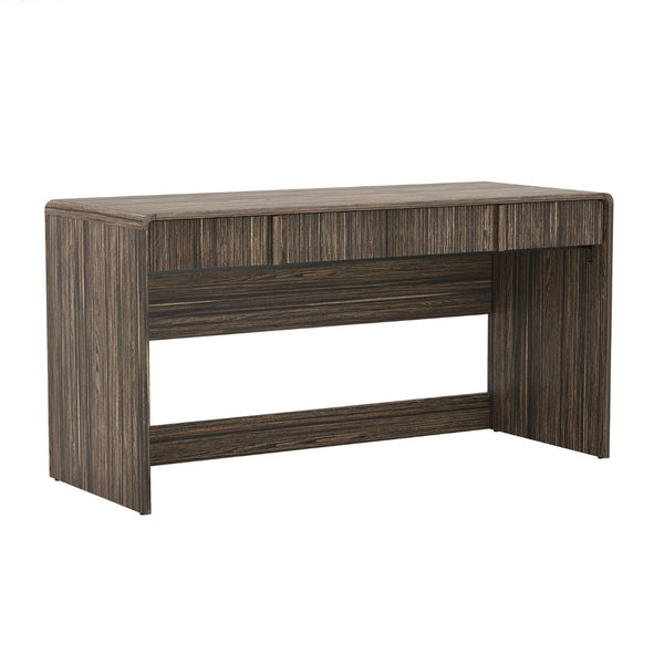 English Elm Writing Desk with Fluted Drawer Fronts Wide 60 Inch Whitewashed Wood Home Office Dark Walnut B365P504314