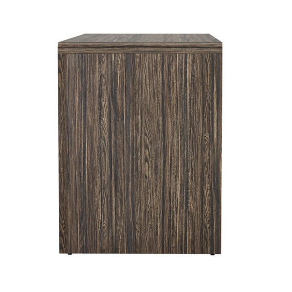 English Elm Writing Desk with Fluted Drawer Fronts Wide 60 Inch Whitewashed Wood Home Office Dark Walnut B365P504314