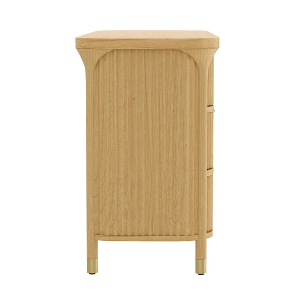 English Elm Dresser with Fluted Rubberwood Drawers Wide Low Profile Bedroom Storage Piece Natural B365P504316