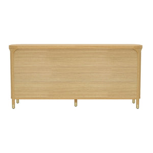 English Elm Dresser with Fluted Rubberwood Drawers Wide Low Profile Bedroom Storage Piece Natural B365P504316