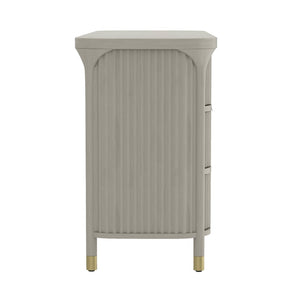 English Elm Dresser with Fluted Rubberwood Drawers Wide Low Profile Bedroom Storage Piece Grey B365P504317
