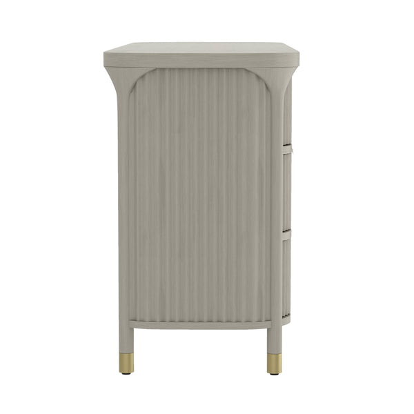English Elm Dresser with Fluted Rubberwood Drawers Wide Low Profile Bedroom Storage Piece Grey B365P504317
