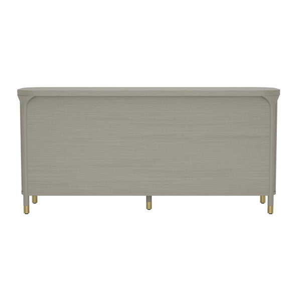 English Elm Dresser with Fluted Rubberwood Drawers Wide Low Profile Bedroom Storage Piece Grey B365P504317
