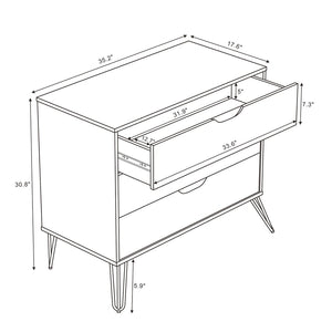 English Elm Dresser with 3 Spacious Drawers Metal Legs Minimalist Laminate Bedroom Storage Black B365P504318