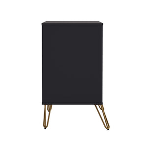 English Elm Dresser with 3 Spacious Drawers Metal Legs Minimalist Laminate Bedroom Storage Black B365P504318