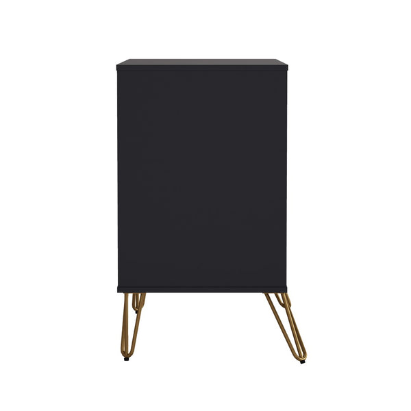 English Elm Dresser with 3 Spacious Drawers Metal Legs Minimalist Laminate Bedroom Storage Black B365P504318