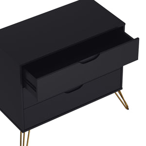 English Elm Dresser with 3 Spacious Drawers Metal Legs Minimalist Laminate Bedroom Storage Black B365P504318