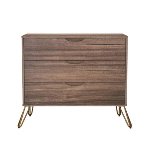 English Elm Dresser with 3 Spacious Drawers Metal Legs Minimalist Laminate Bedroom Storage Brown B365P504319