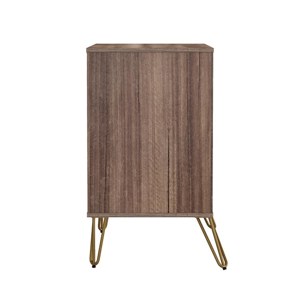 English Elm Dresser with 3 Spacious Drawers Metal Legs Minimalist Laminate Bedroom Storage Brown B365P504319