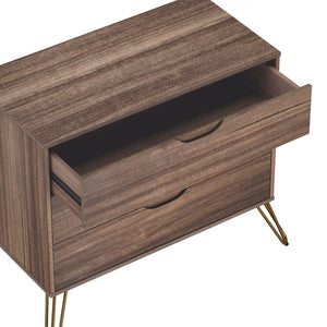 English Elm Dresser with 3 Spacious Drawers Metal Legs Minimalist Laminate Bedroom Storage Brown B365P504319