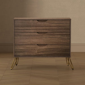 English Elm Dresser with 3 Spacious Drawers Metal Legs Minimalist Laminate Bedroom Storage Brown B365P504319