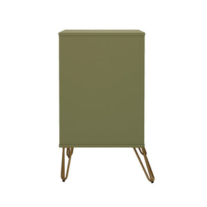 English Elm Dresser with 3 Spacious Drawers Metal Legs Minimalist Laminate Bedroom Storage Olive Green B365P504320