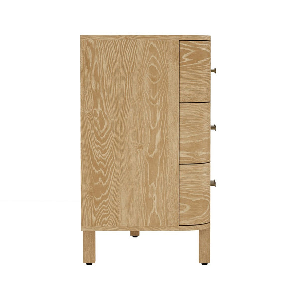 English Elm Dresser Six Drawer Wide Low Profile Natural Grain Veneer for Scandinavian Bedroom Oak B365P504322