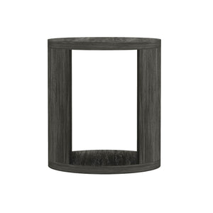 English Elm End Table Round Cylindrical Wood Grain Laminate with Open Storage for Living Room Charcoal B365P504324