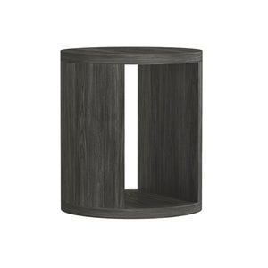 English Elm End Table Round Cylindrical Wood Grain Laminate with Open Storage for Living Room Charcoal B365P504324