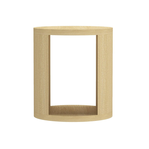 English Elm End Table Round Cylindrical Wood Grain Laminate with Open Storage for Living Room Natural Oak B365P504325