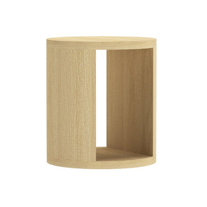 English Elm End Table Round Cylindrical Wood Grain Laminate with Open Storage for Living Room Natural Oak B365P504325