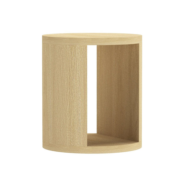 English Elm End Table Round Cylindrical Wood Grain Laminate with Open Storage for Living Room Natural Oak B365P504325
