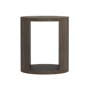 English Elm End Table Round Cylindrical Wood Grain Laminate with Open Storage for Living Room Walnut B365P504326