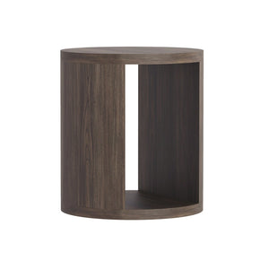 English Elm End Table Round Cylindrical Wood Grain Laminate with Open Storage for Living Room Walnut B365P504326
