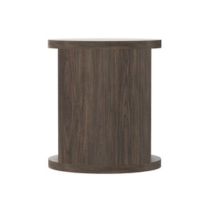 English Elm End Table Round Cylindrical Wood Grain Laminate with Open Storage for Living Room Walnut B365P504326