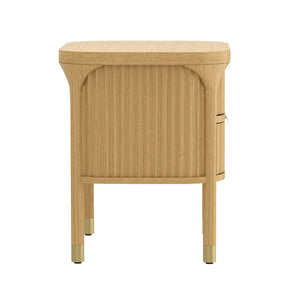 English Elm Nightstand Solid Rubberwood with Fluted Drawer Fronts and Soft Close Slides for Bedroom Natural B365P504327