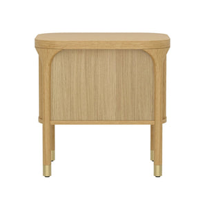 English Elm Nightstand Solid Rubberwood with Fluted Drawer Fronts and Soft Close Slides for Bedroom Natural B365P504327