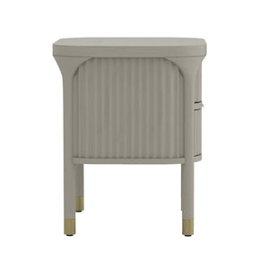 English Elm Nightstand Solid Rubberwood with Fluted Drawer Fronts and Soft Close Slides for Bedroom Grey B365P504328