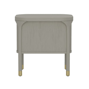 English Elm Nightstand Solid Rubberwood with Fluted Drawer Fronts and Soft Close Slides for Bedroom Grey B365P504328
