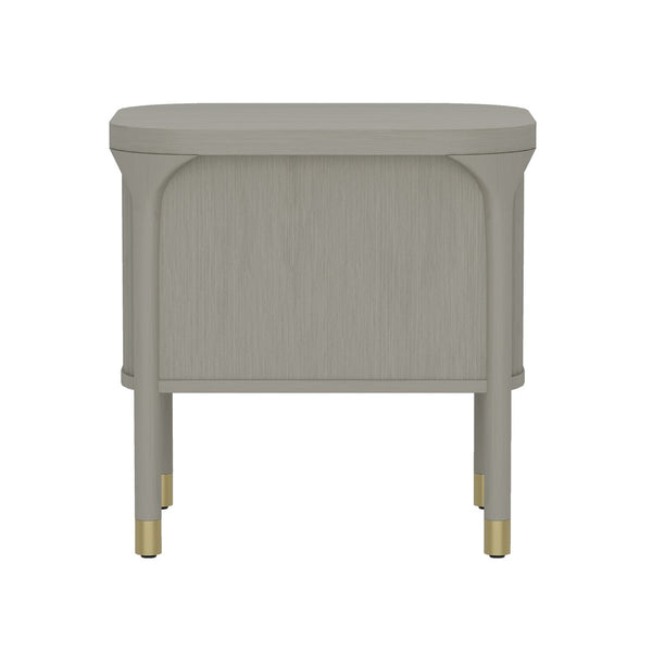 English Elm Nightstand Solid Rubberwood with Fluted Drawer Fronts and Soft Close Slides for Bedroom Grey B365P504328