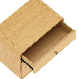 English Elm Nightstand Solid Rubberwood Three Drawer Bedside Cabinet with Soft Close Tracks Modern Organic Natural B365P504329