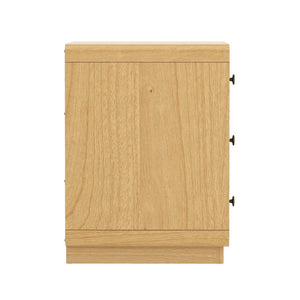 English Elm Nightstand Solid Rubberwood Three Drawer Bedside Cabinet with Soft Close Tracks Modern Organic Natural B365P504329