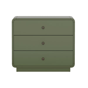 English Elm Nightstand Solid Rubberwood Three Drawer Bedside Cabinet with Soft Close Tracks Modern Organic Green B365P504330