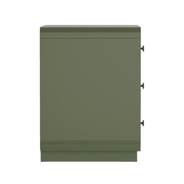 English Elm Nightstand Solid Rubberwood Three Drawer Bedside Cabinet with Soft Close Tracks Modern Organic Green B365P504330