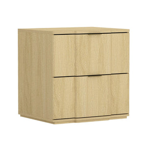 English Elm Nightstand with Sculpted Drawer Fronts Natural Wood and Gold Accents Bedroom Accent Natural+Gold B365P504331