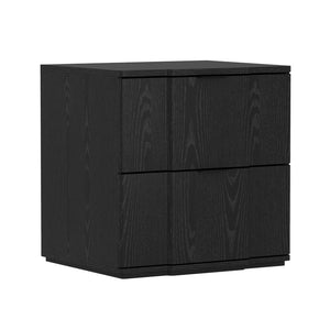 English Elm Nightstand with Sculpted Drawer Fronts Natural Wood and Gold Accents Bedroom Accent Black B365P504334