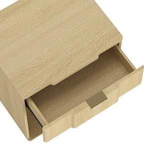 English Elm Nightstand Natural Oak Finish with Flush Metal Pull Drawer for Modern Bedroom Styling B365P504335