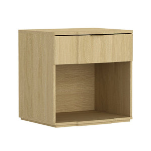 English Elm Nightstand Natural Oak Finish with Flush Metal Pull Drawer for Modern Bedroom Styling B365P504335