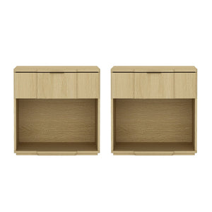 English Elm Nightstand Natural Oak Finish with Flush Metal Pull Drawer for Modern Bedroom Styling B365P504335