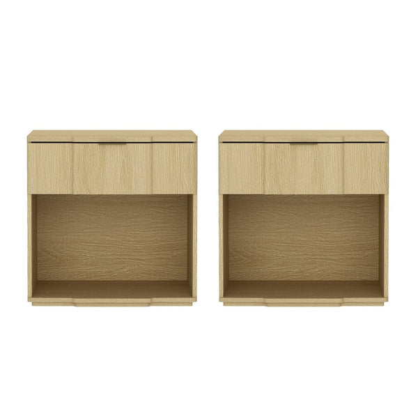 English Elm Nightstand Natural Oak Finish with Flush Metal Pull Drawer for Modern Bedroom Styling B365P504335