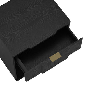 English Elm Nightstand Matte Black Modern Bedroom Accent with Flush Integrated Drawer Pull B365P504336