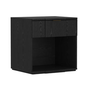 English Elm Nightstand Matte Black Modern Bedroom Accent with Flush Integrated Drawer Pull B365P504336