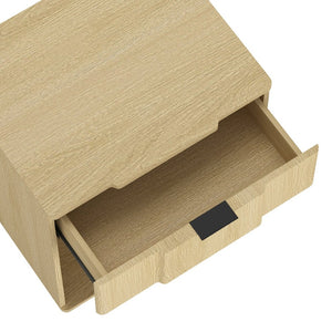 English Elm Nightstand Natural Oak Finish with Flush Metal Pull and Clean Scandinavian Bedroom Design B365P504338