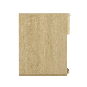 English Elm Nightstand Natural Oak Finish with Flush Metal Pull and Clean Scandinavian Bedroom Design B365P504338