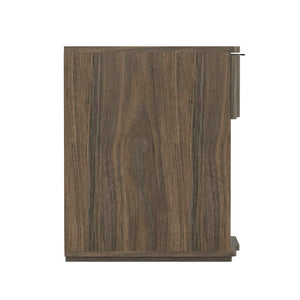 English Elm Nightstand Walnut Finish Single Drawer Mid-Century Bedroom Table with Integrated Metal Pull B365P504340